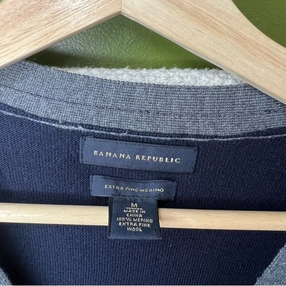 Banana Republic Navy V-Neck Merino Cardigan